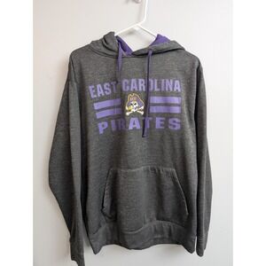 C8 East Carolina Pirates Hoodie Men Large Gray Big Cotton Sweatshirt Football L‎